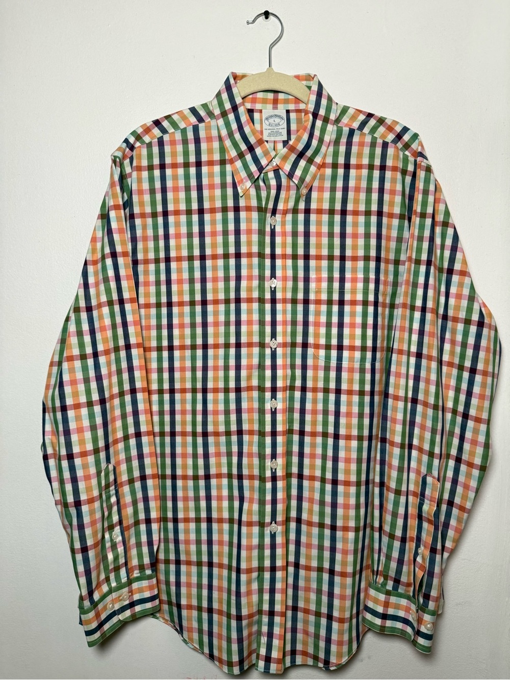 Brooks Brothers Multi-Color Plaid Button-Down Shirt Men’s Size L